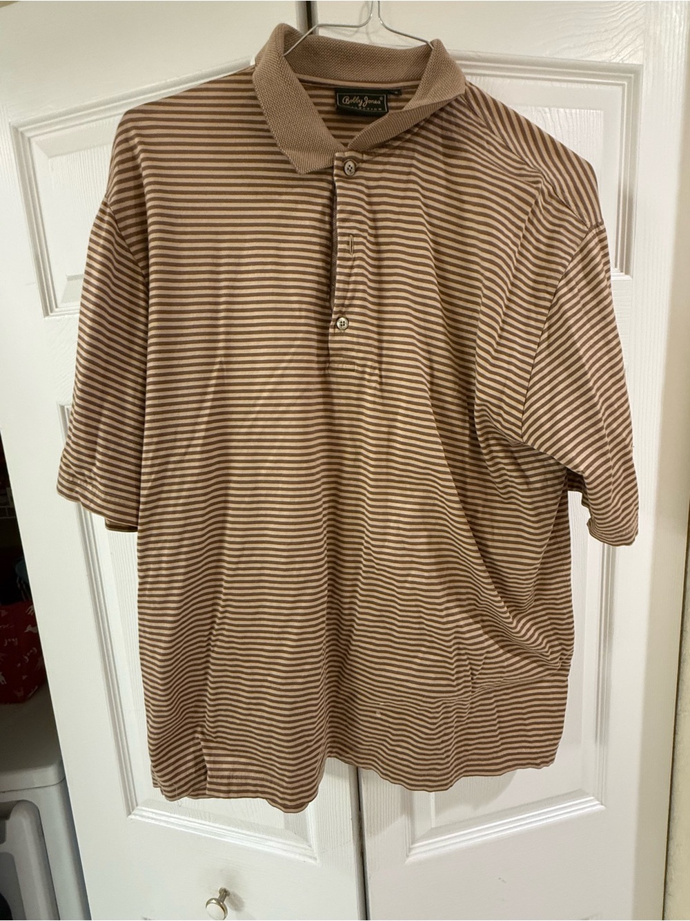 Bobby Jones Men's Brown Striped Polo Shirt L